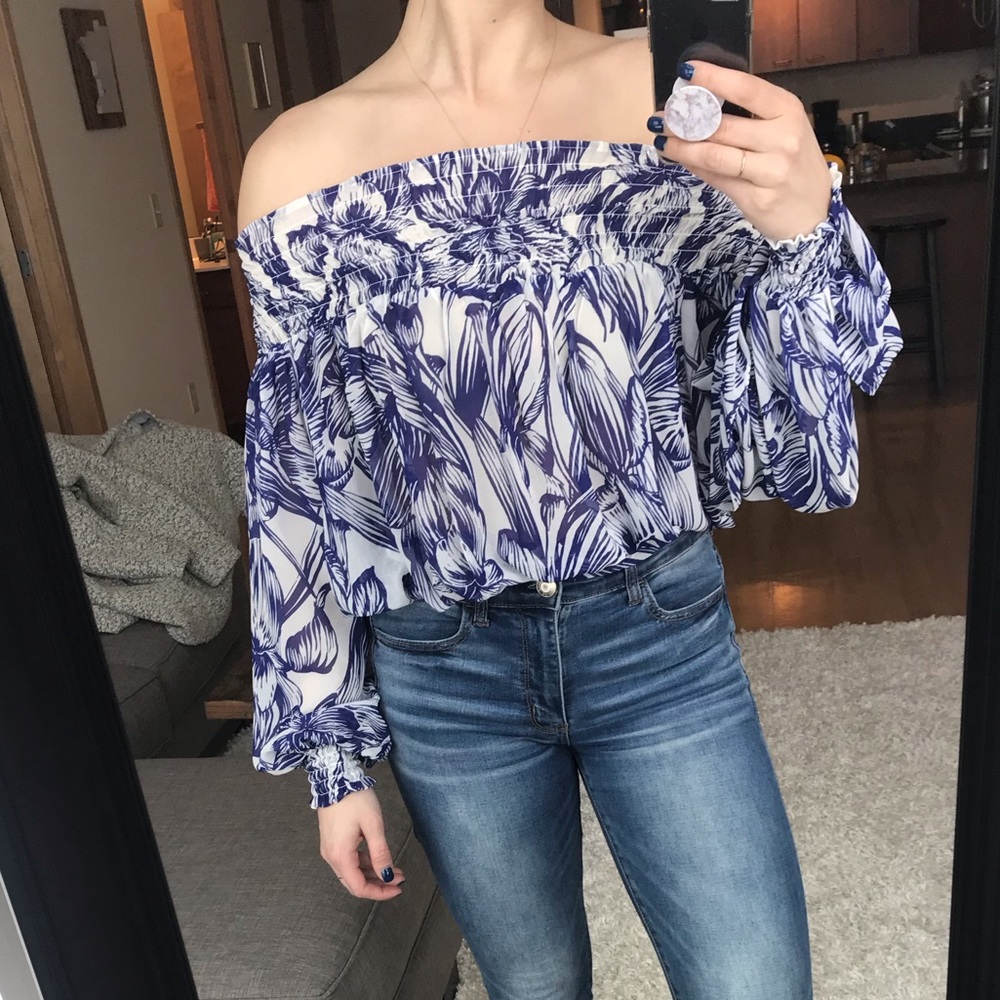Printed Off-the-Shoulder Blouse